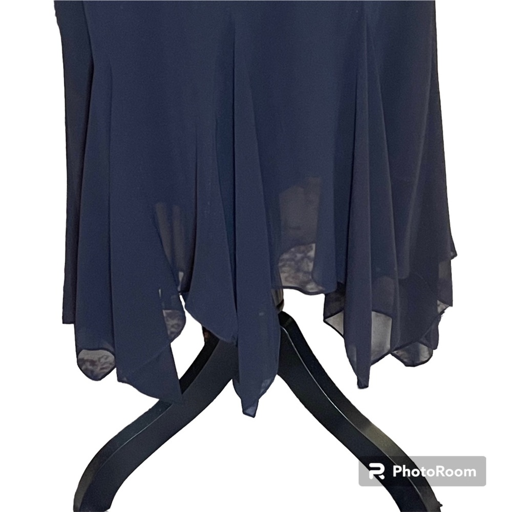 ALex Evening Black Chiffon Maxi Skirt with Handkerchief Hemline Women’s Size 1X - Picture 3 of 9